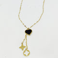 Collier Étoile, Trèfle et Coeur Luxe Noir