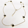 Collier Long Multi Trèfles Noirs