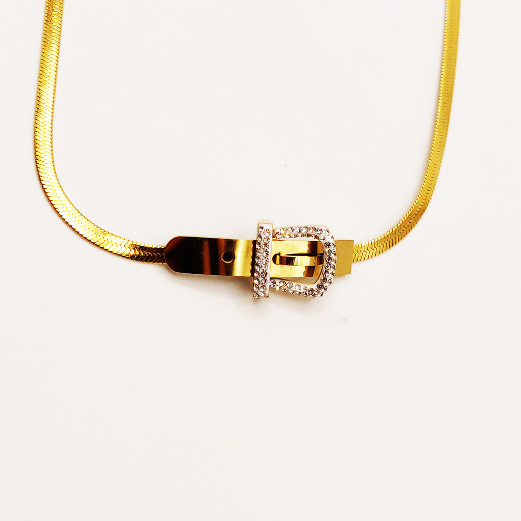 Collier Maille Boucle de Ceinture Cristaux