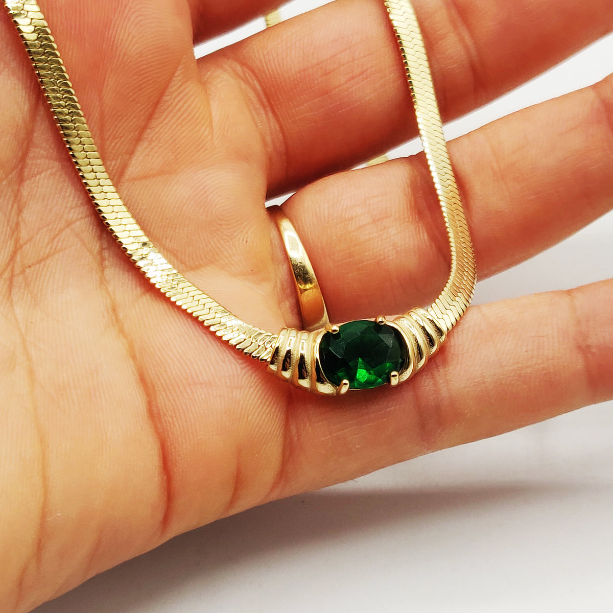 Collier Maille Cristal Vert Luxe