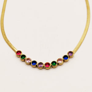 Collier Maille Cristaux Multicolores