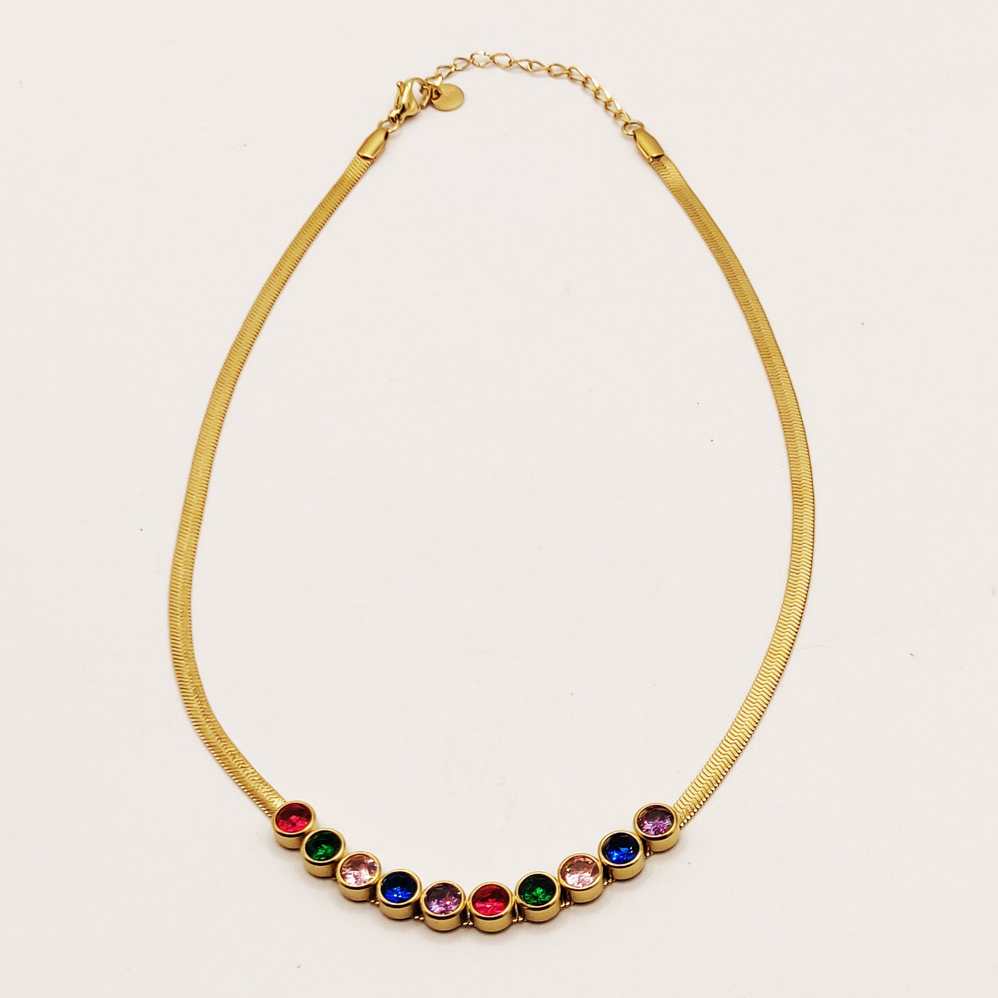 Collier Maille Cristaux Multicolores