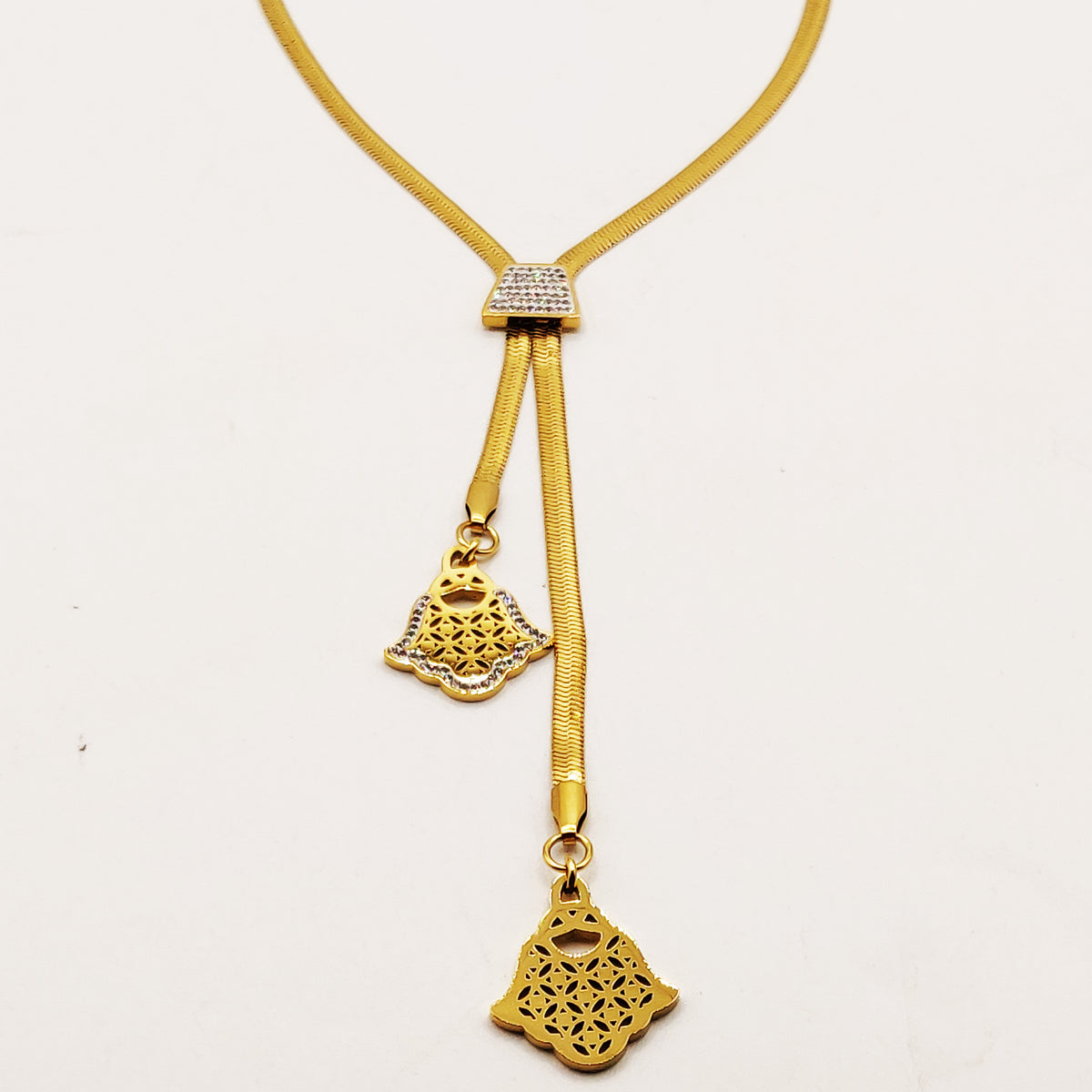 Collier Maille Double Pendentifs Mains de Fatma Luxe