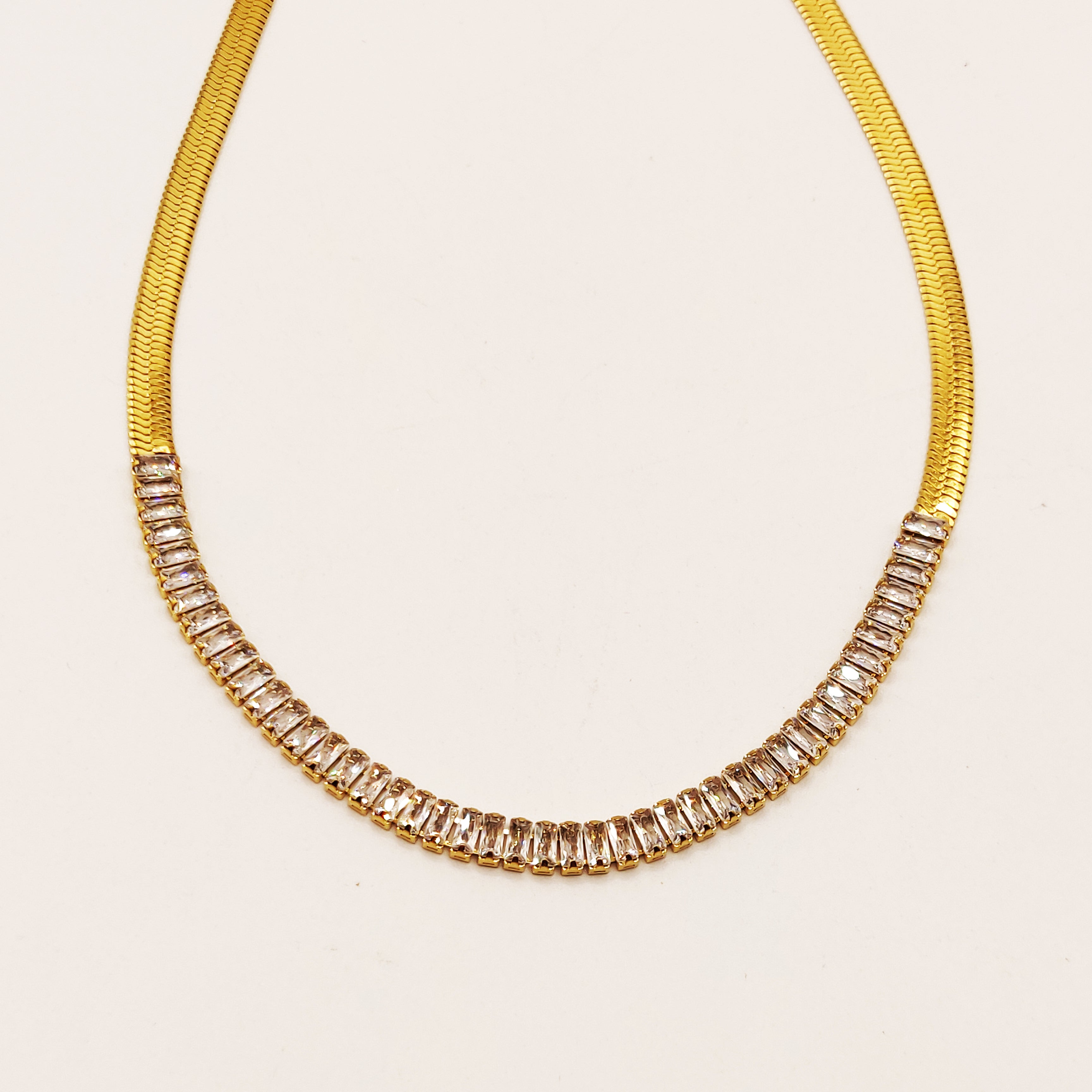 Collier Maille Multi Cristaux Rectangulaires Luxe