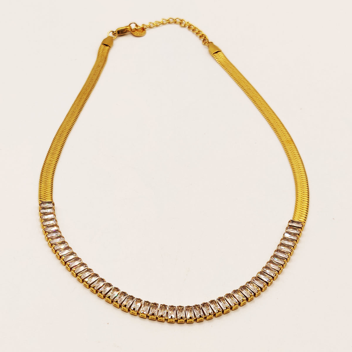 Collier Maille Multi Cristaux Rectangulaires Luxe