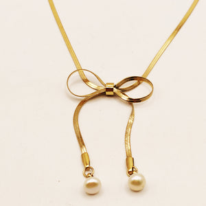 Collier Maille Noeud Pendentifs Perles d'imitation Luxe