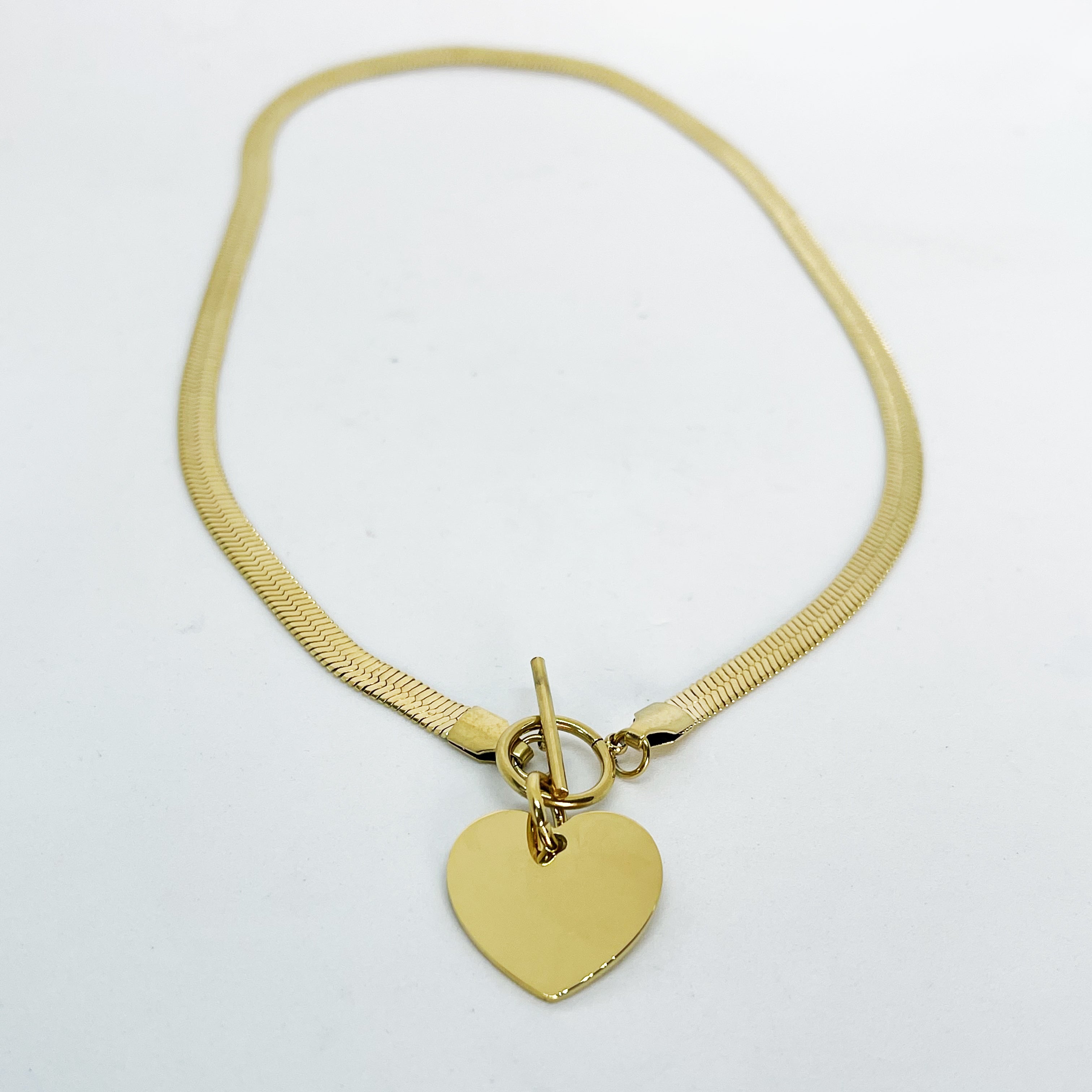 Collier Maille Simple Rond Barré et Coeur