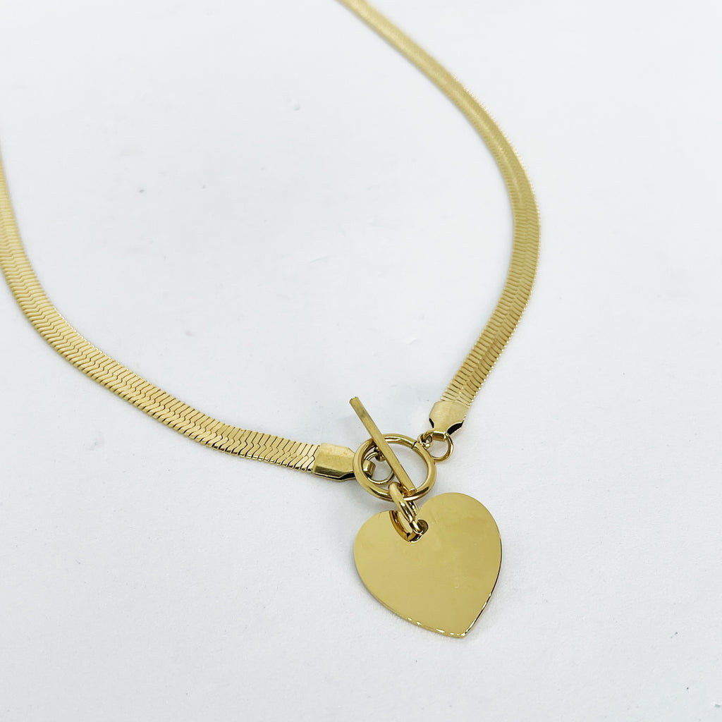 Collier Maille Simple Rond Barré et Coeur