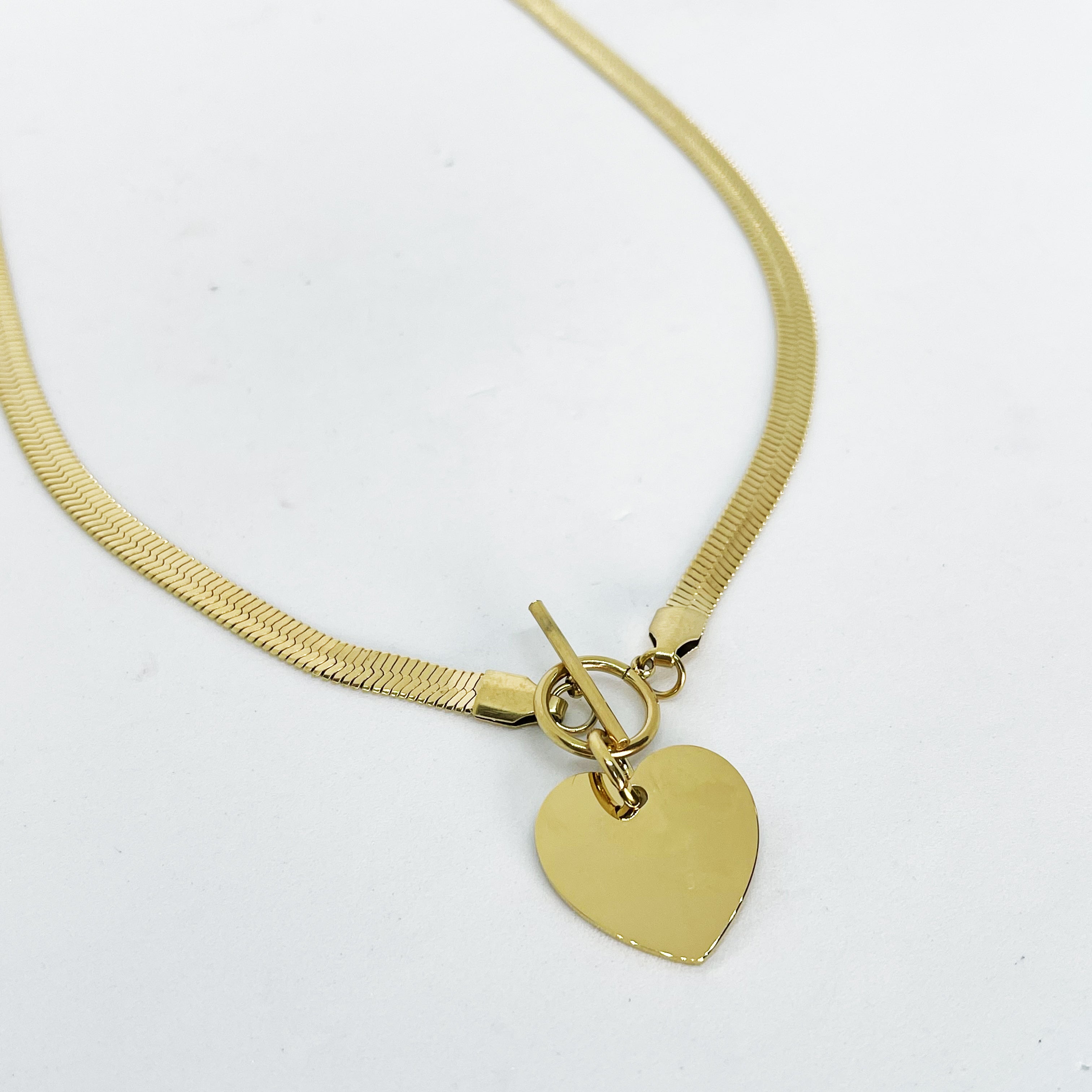 Collier Maille Simple Rond Barré et Coeur