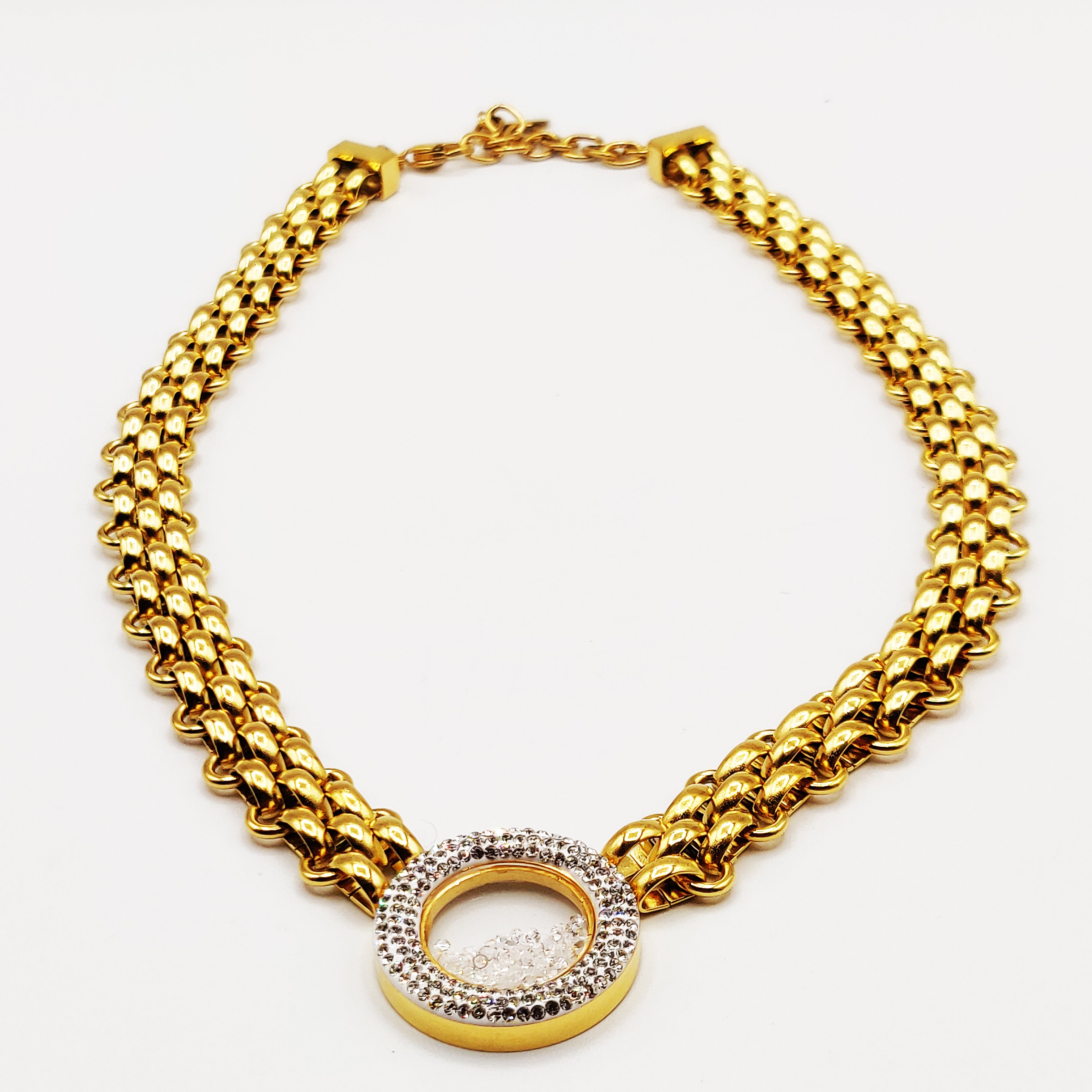 Collier Maillons Cercle Rempli de Cristaux