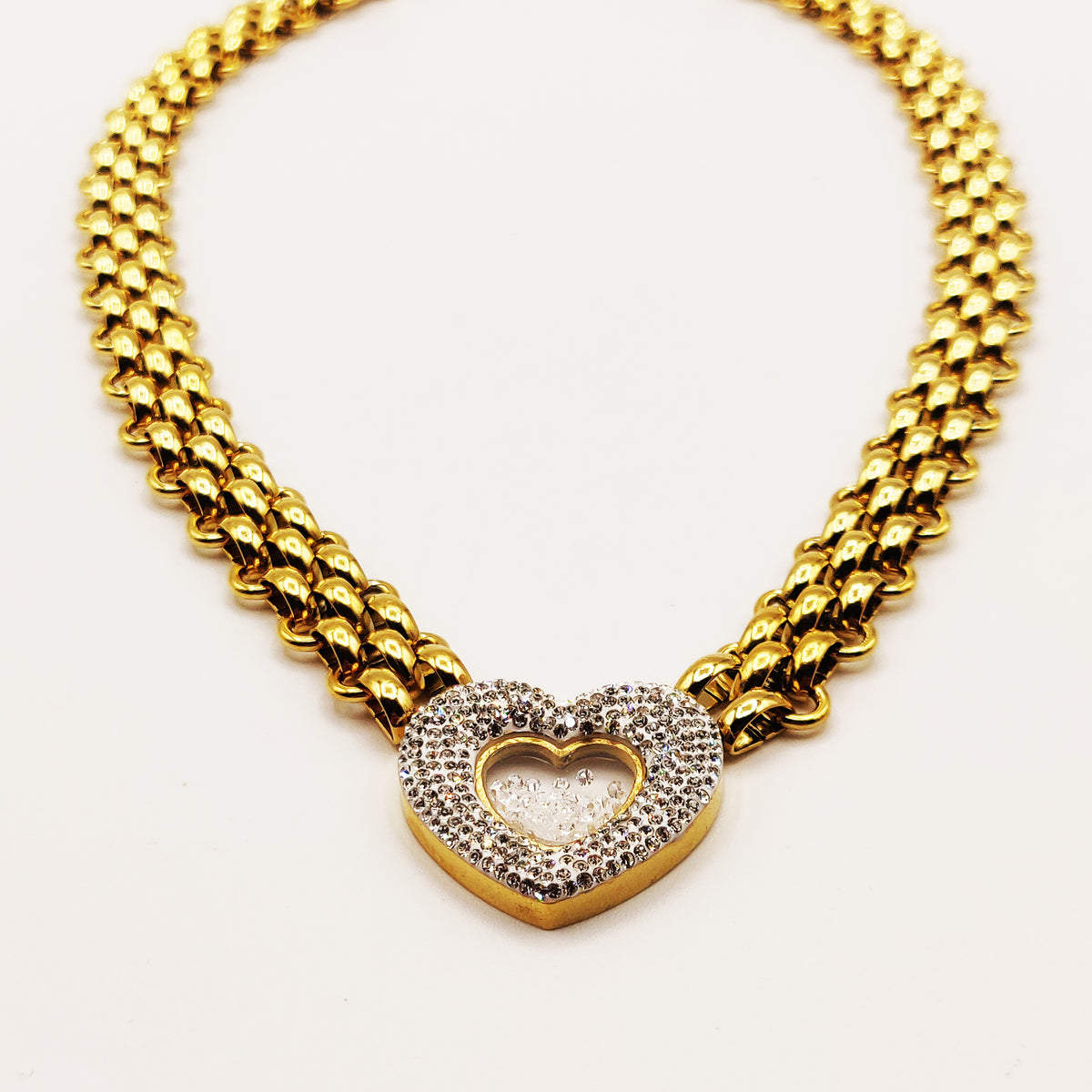 Collier Maillons Coeur Rempli de Cristaux