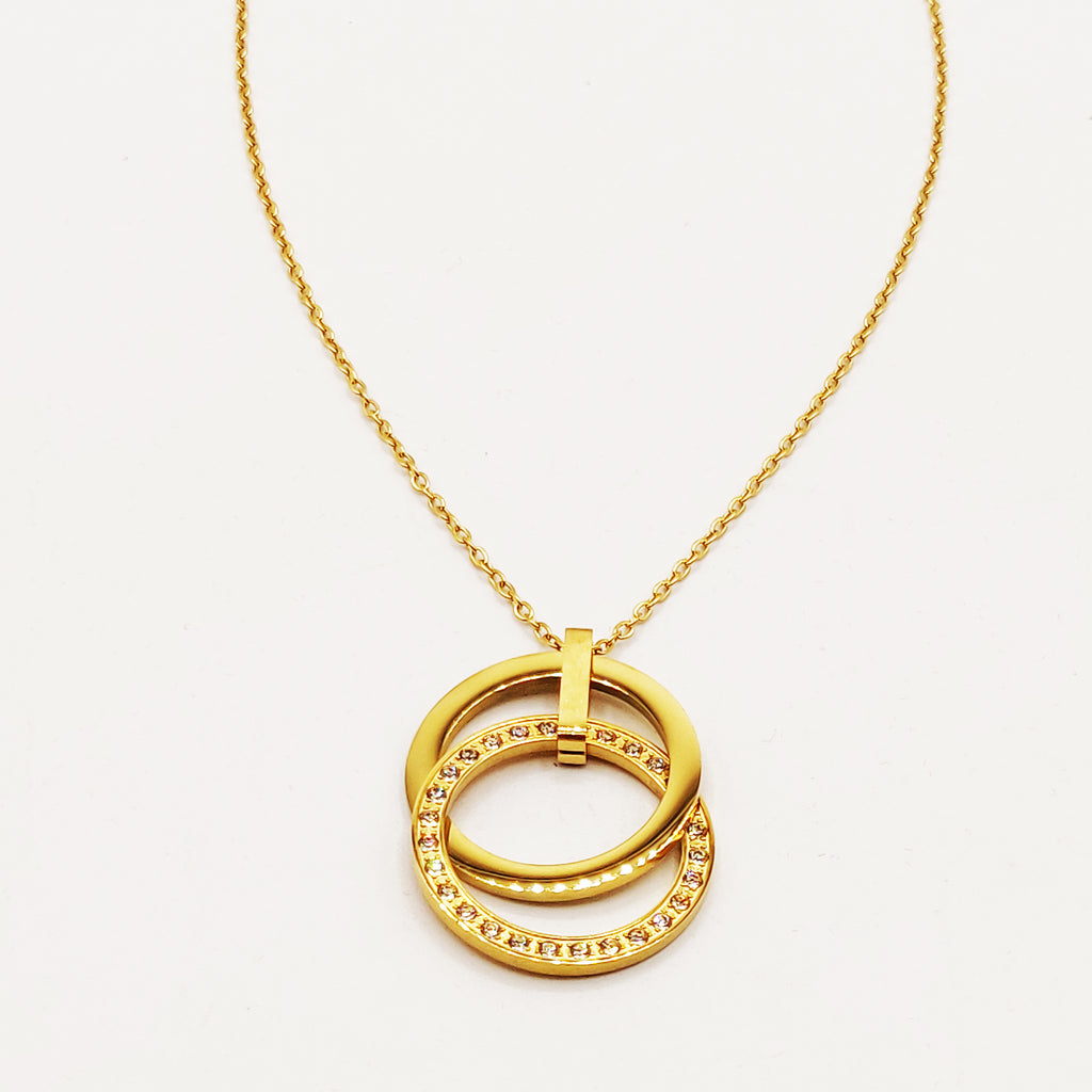 Collier Maillons Double Cercles Cristaux Luxe