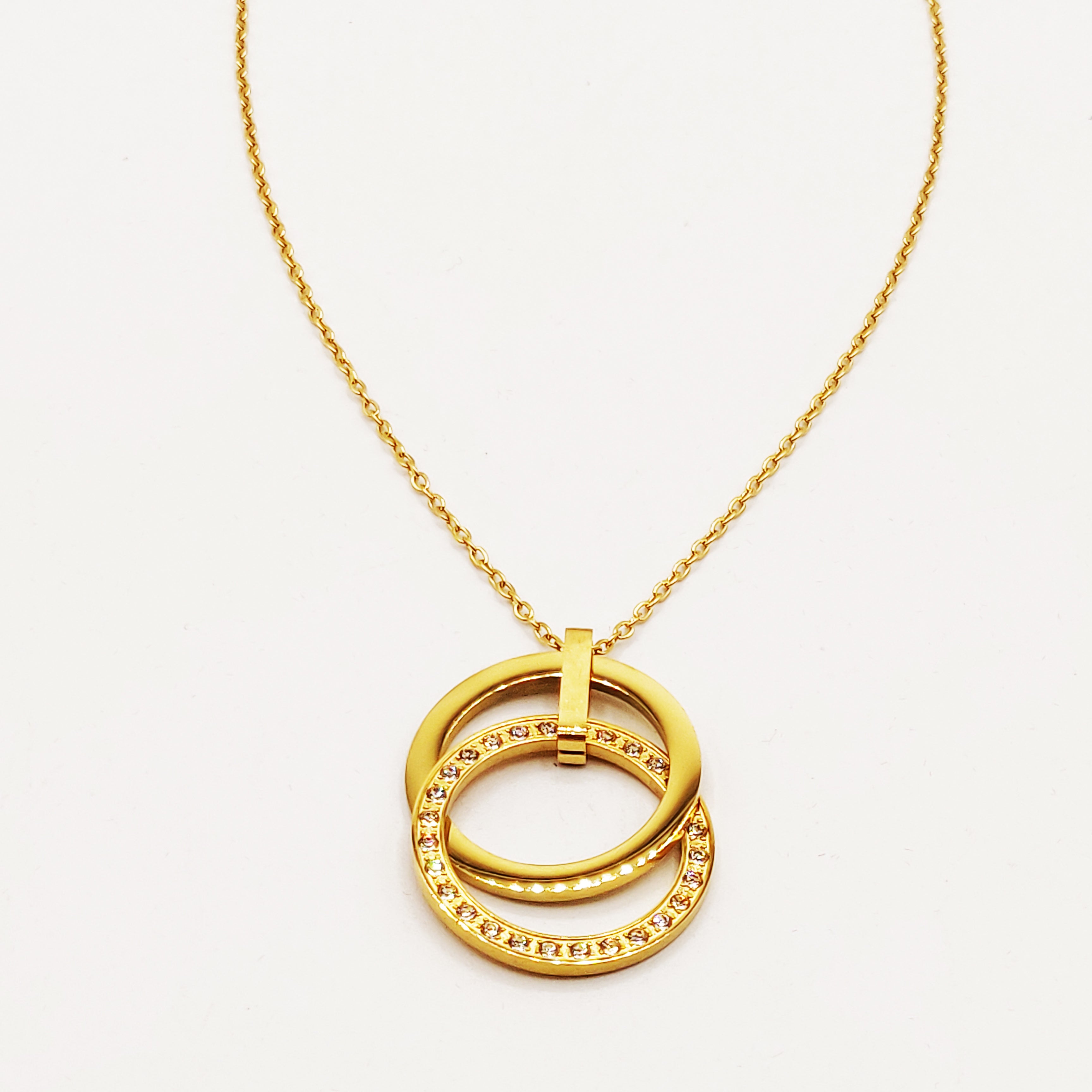 Collier Maillons Double Cercles Cristaux Luxe