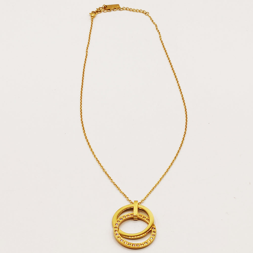 Collier Maillons Double Cercles Cristaux Luxe