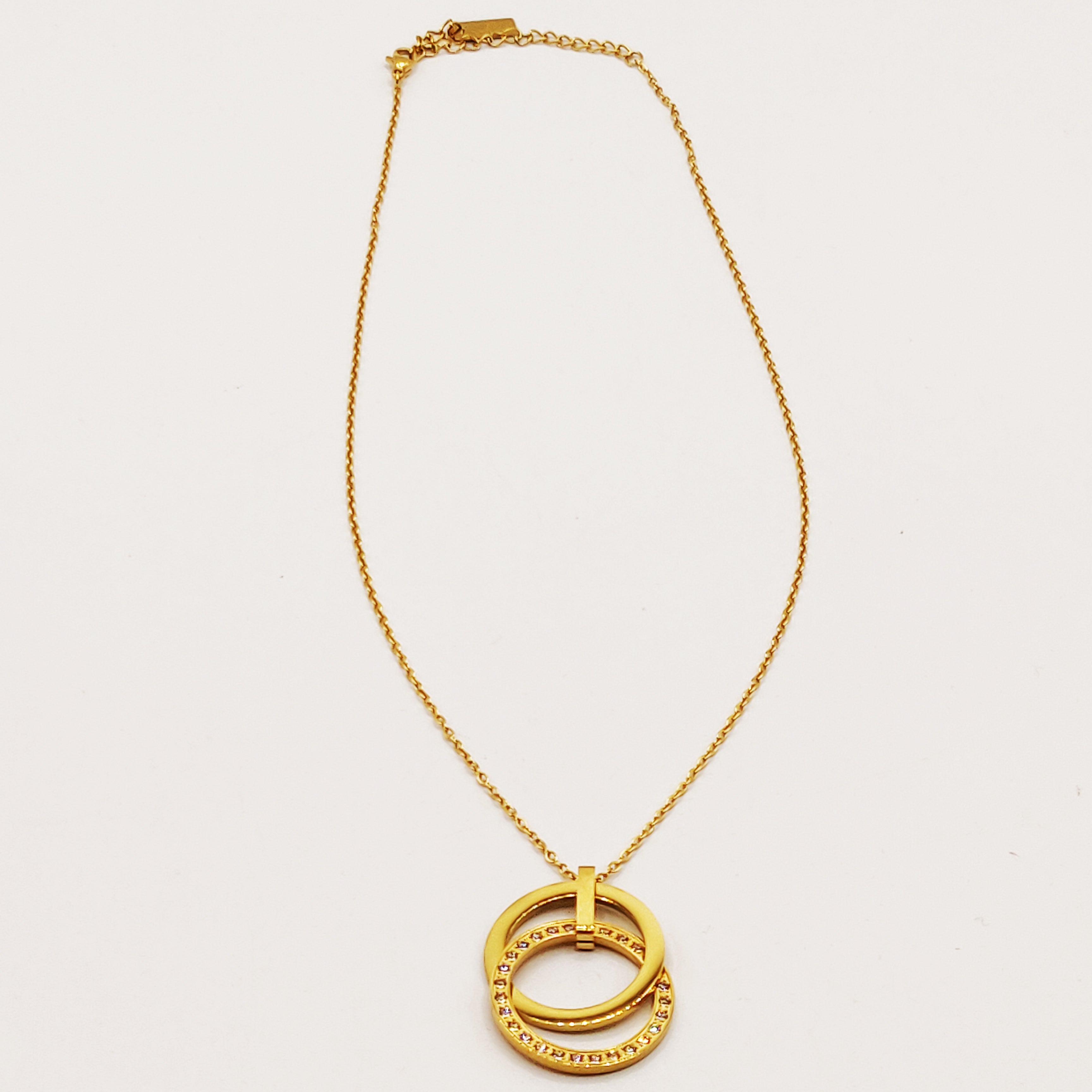 Collier Maillons Double Cercles Cristaux Luxe