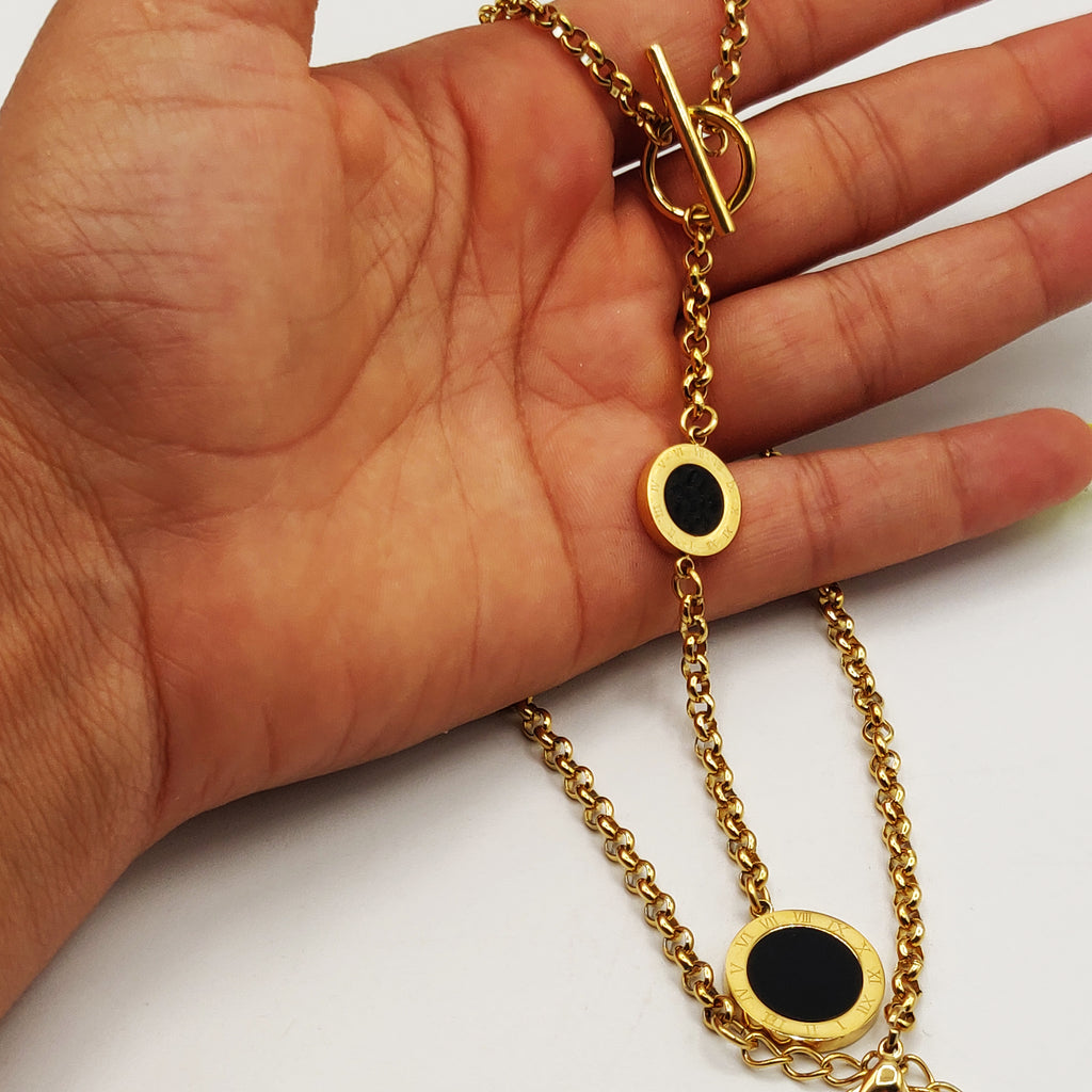 Collier Maillons Double Pendentifs Romain Luxe Descendant