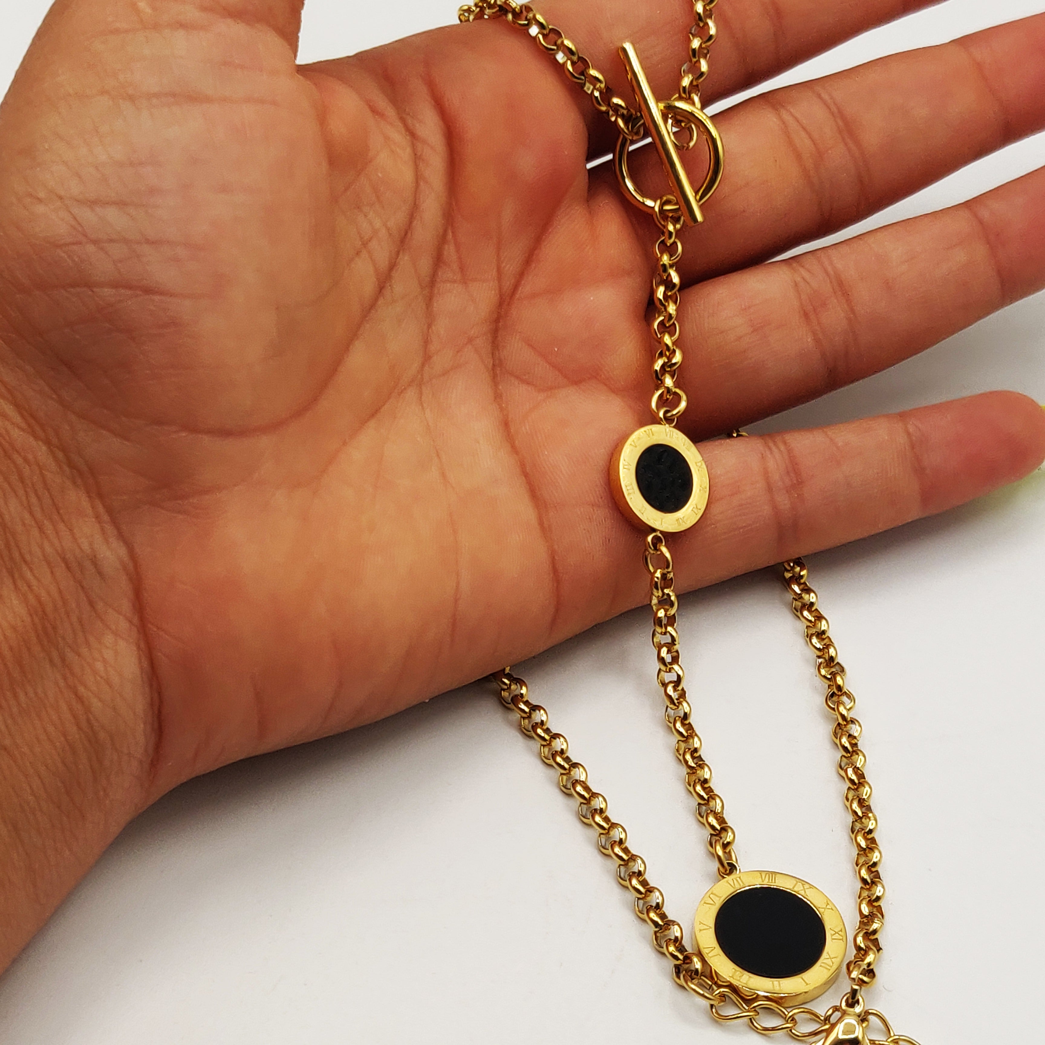 Collier Maillons Double Pendentifs Romain Luxe Descendant