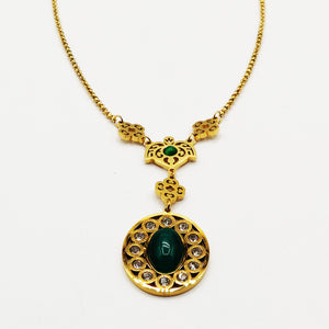 Collier Maillons Ovale Cristaux et Perle Verte Luxe