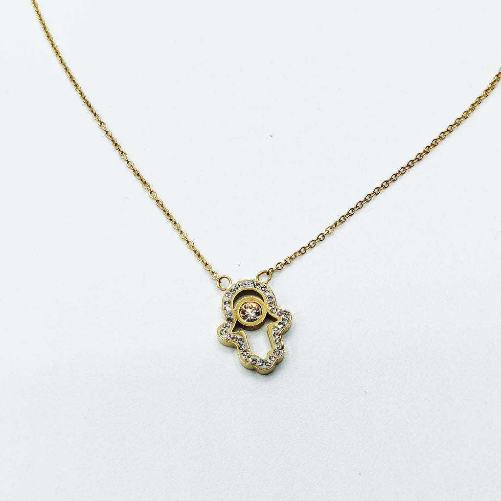 Collier Main de Fatma Tour Cristaux