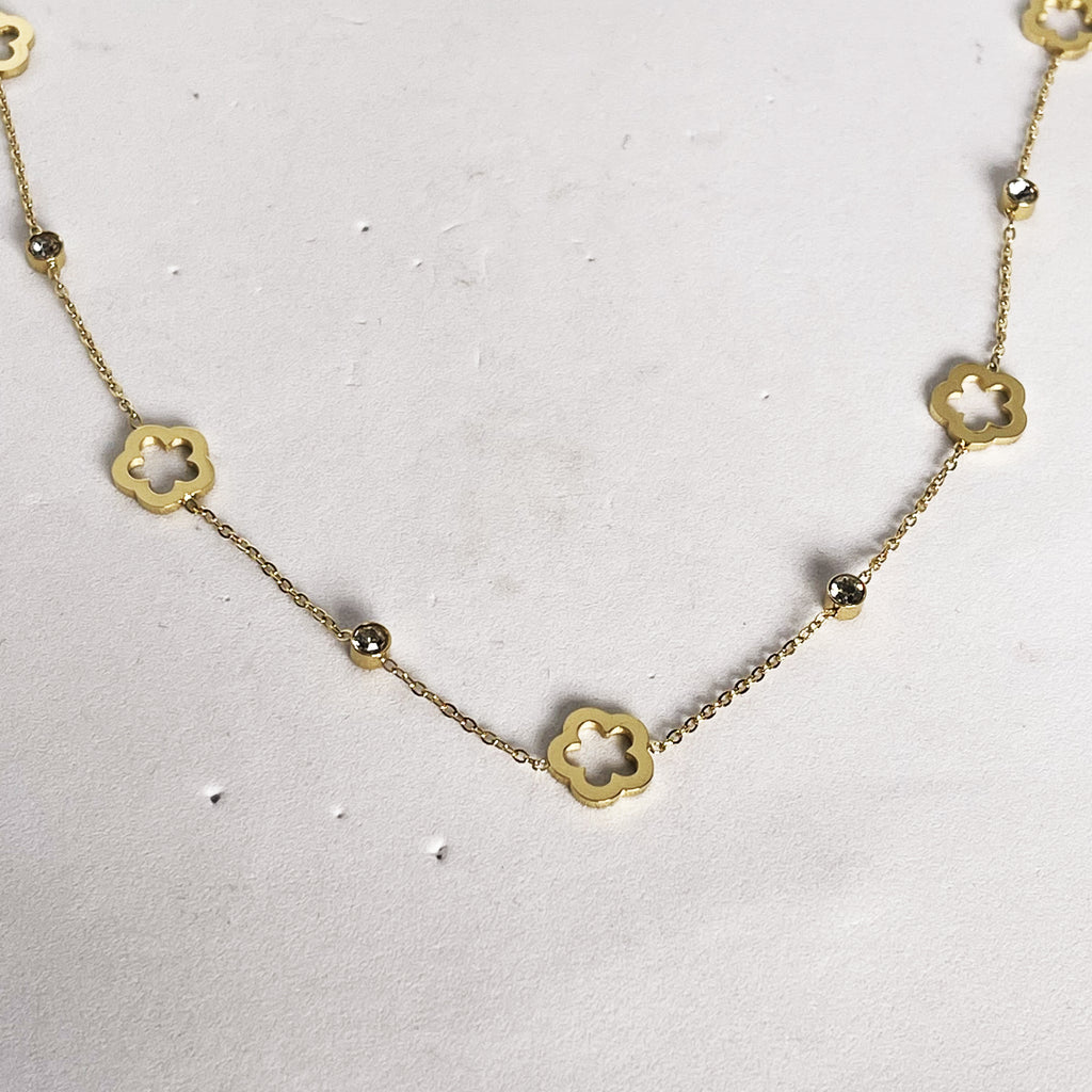 Collier Marguerites et Cristaux Simple