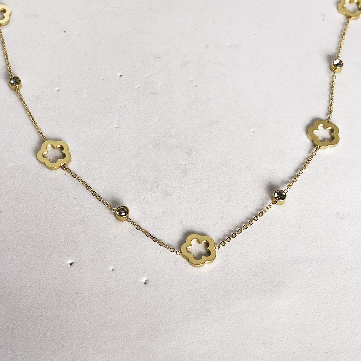 Collier Marguerites et Cristaux Simple