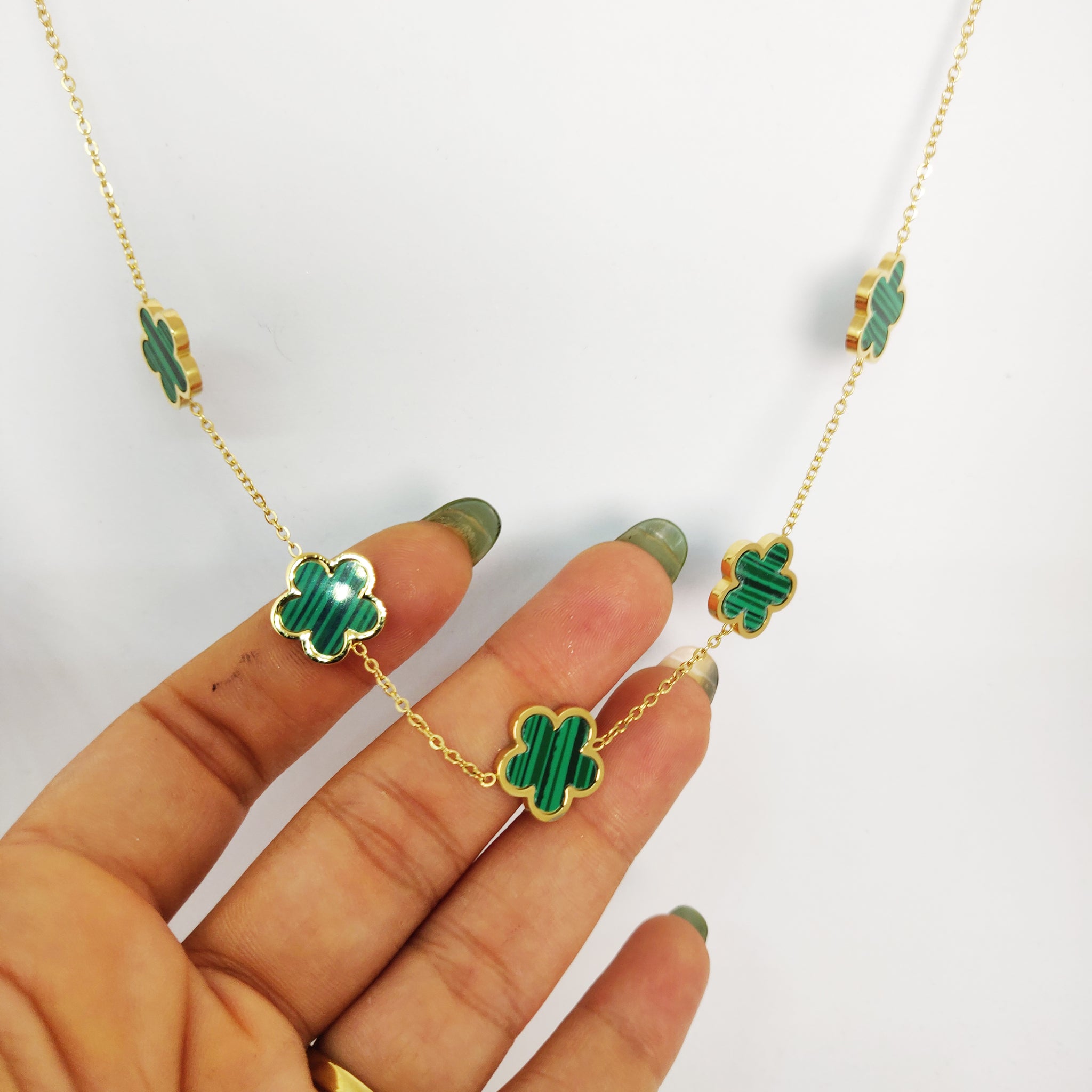 Collier Marguerites Vert