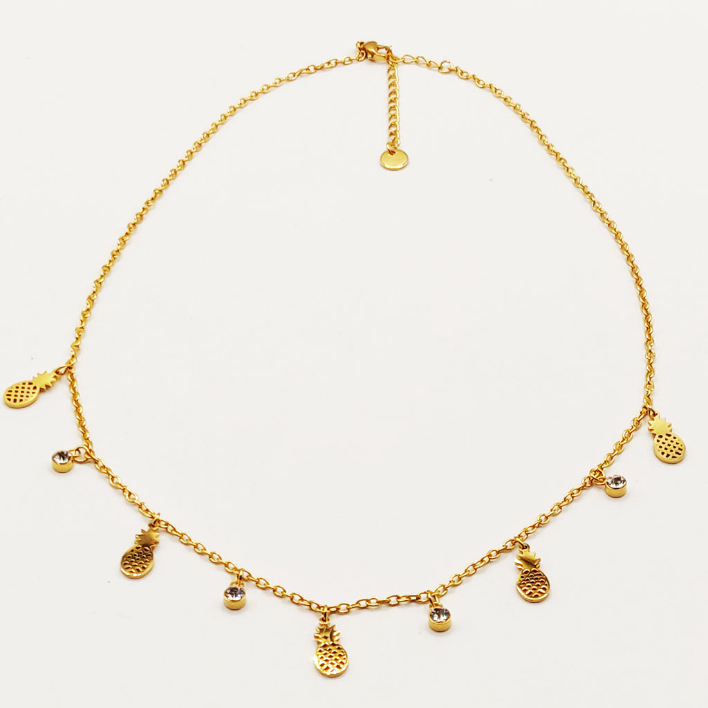 Collier Multi Ananas et Cristaux