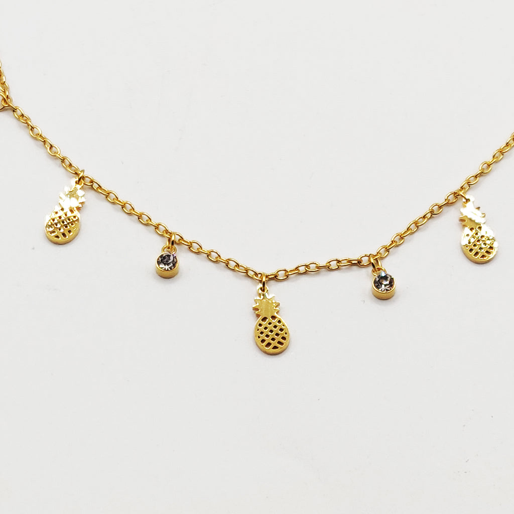 Collier Multi Ananas et Cristaux