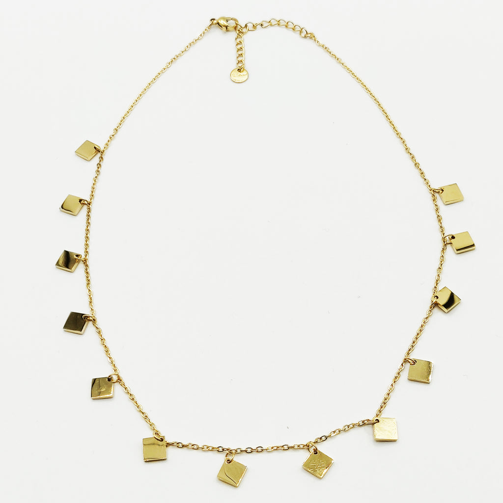 Collier Multi Carrés Dorés