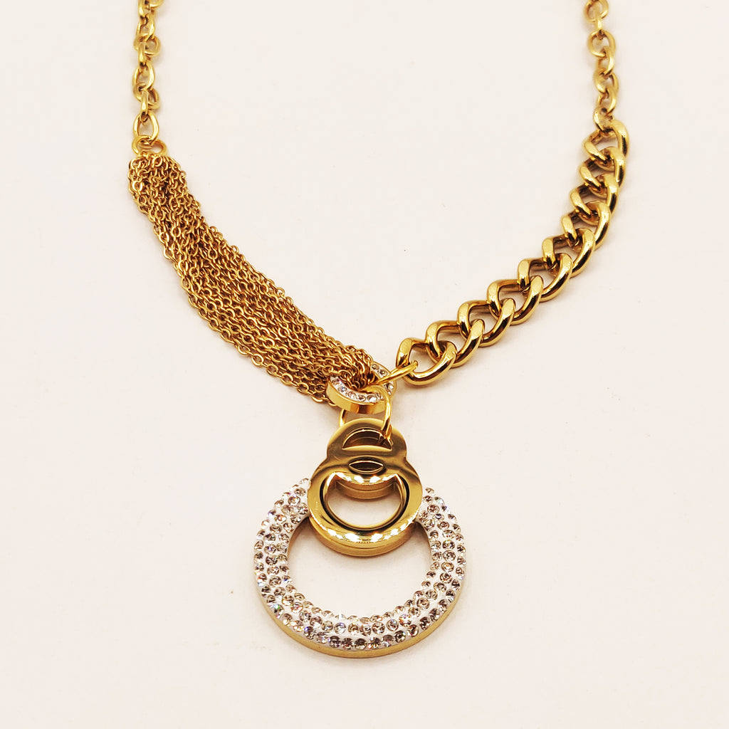 Collier Multi Chaînes Cercles Luxe