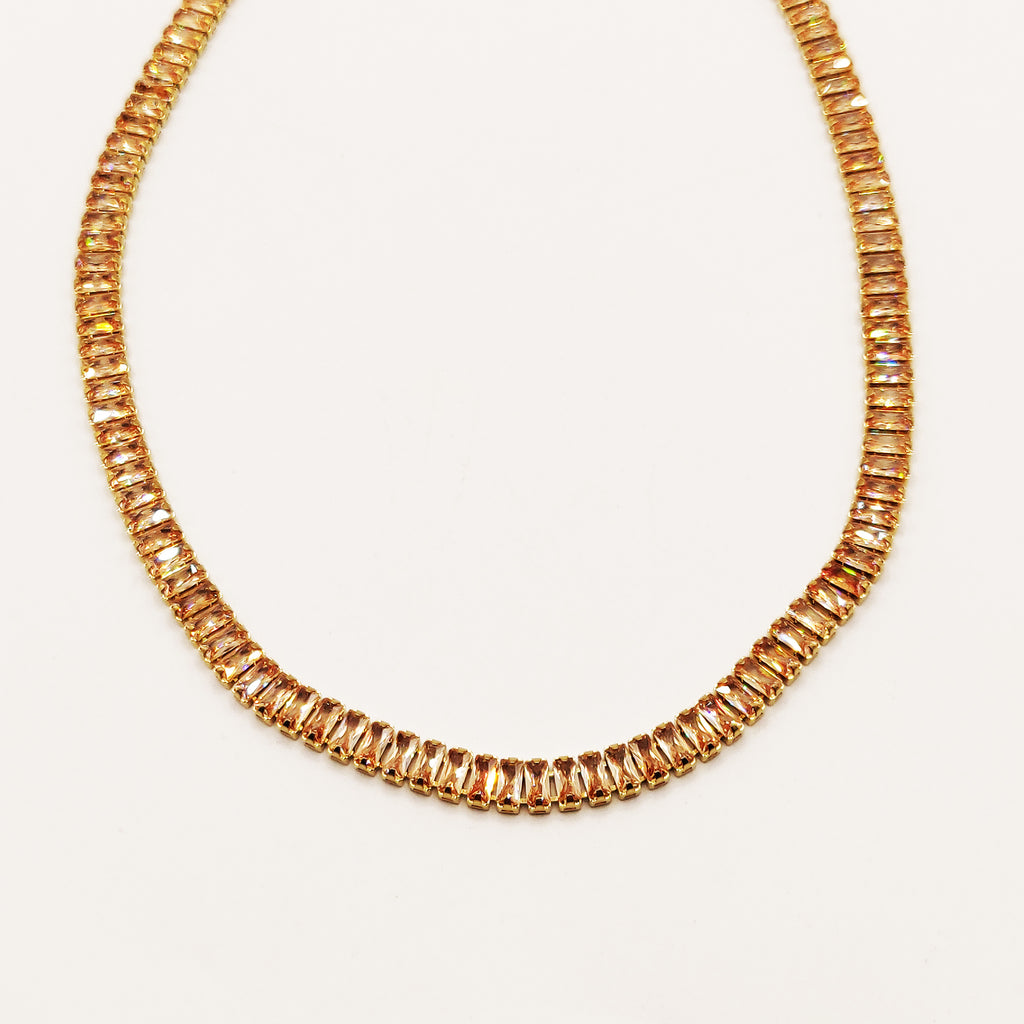 Collier Multi Cristaux Rectangulaires Dorés