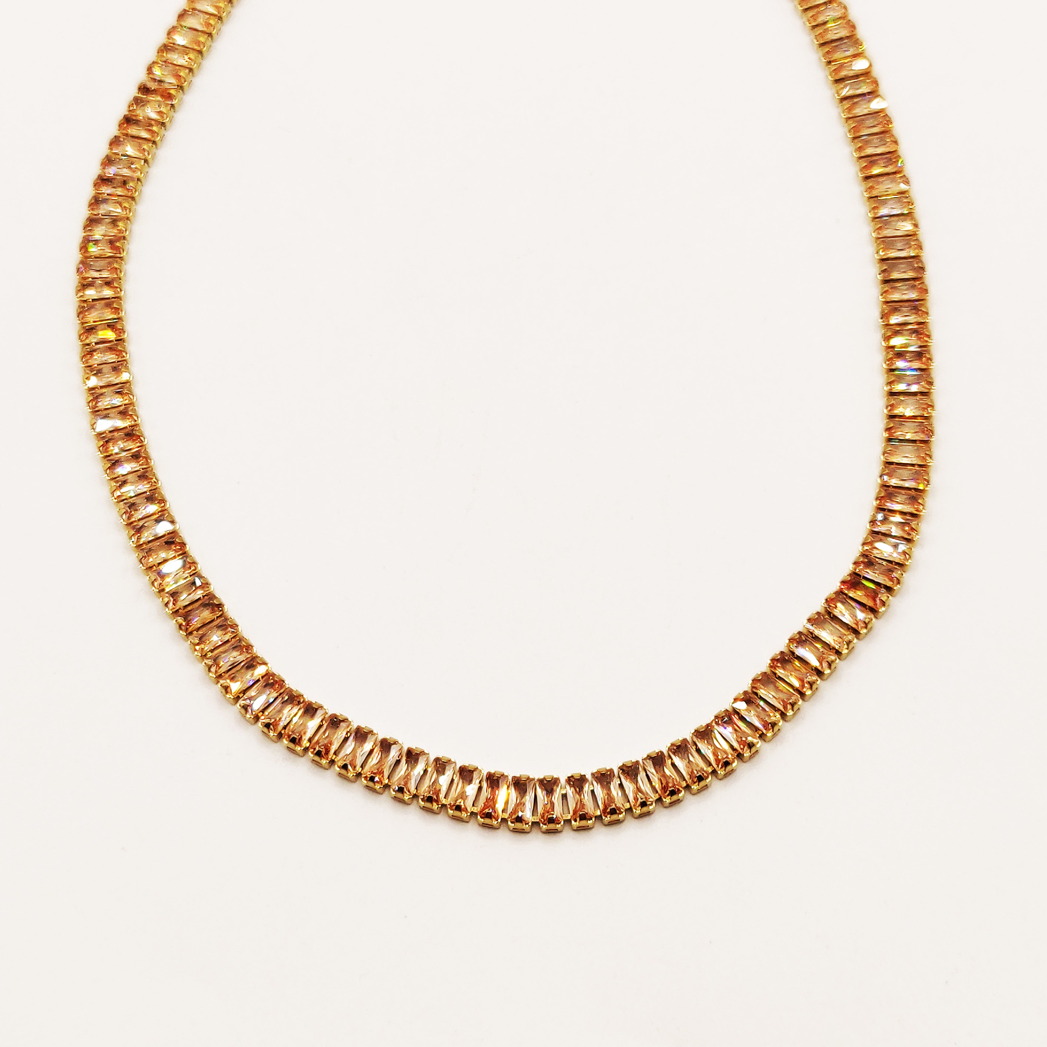 Collier Multi Cristaux Rectangulaires Dorés