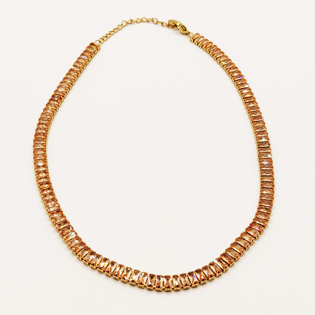Collier Multi Cristaux Rectangulaires Dorés