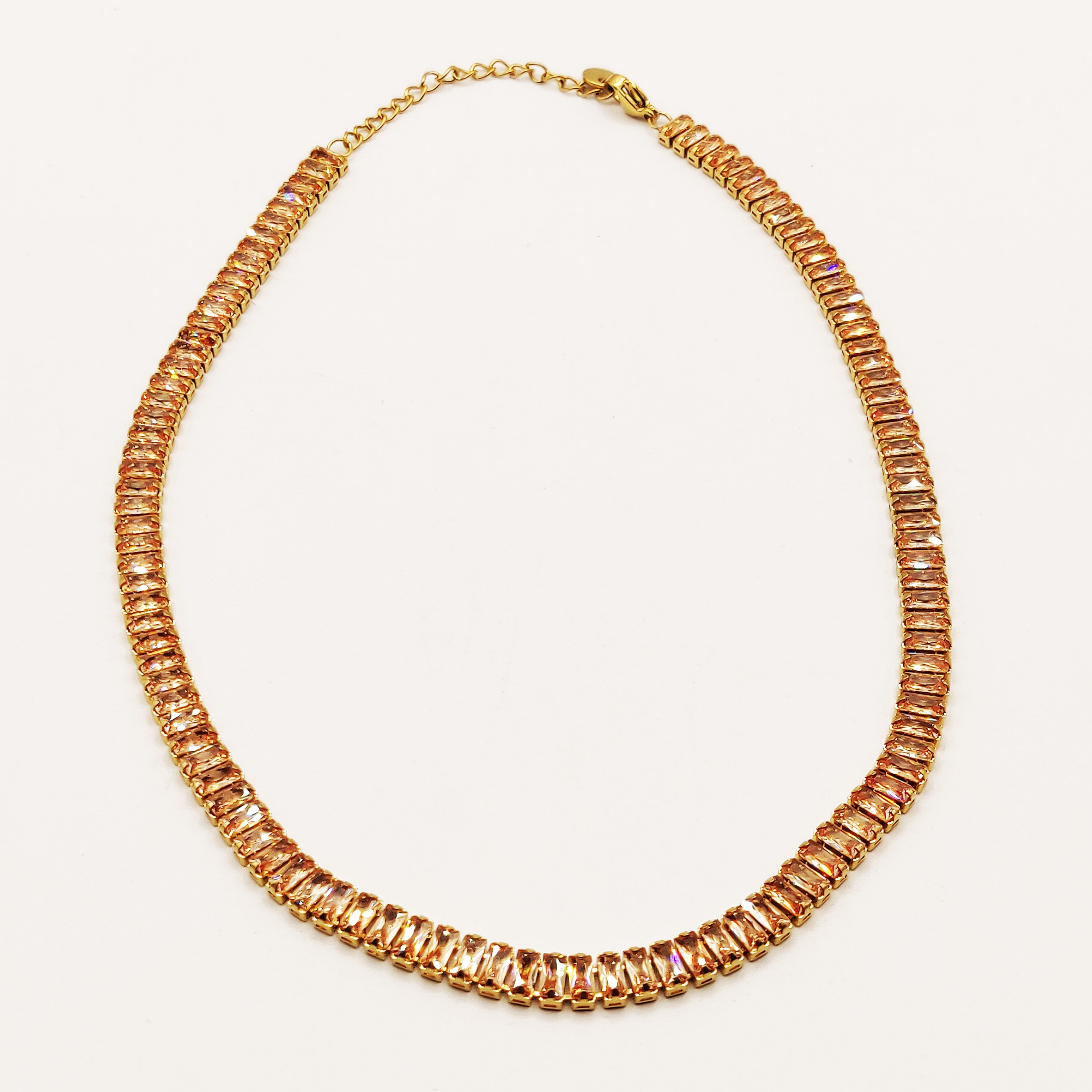 Collier Multi Cristaux Rectangulaires Dorés