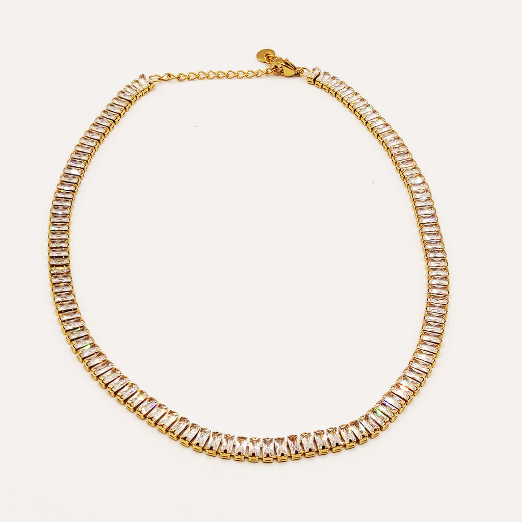 Collier Multi Cristaux Rectangulaires Transparents