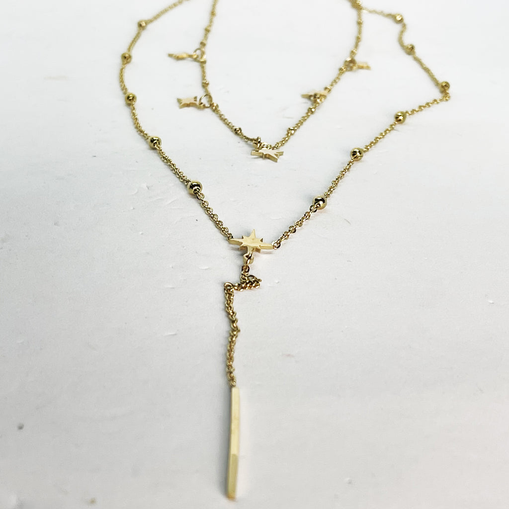 Collier Double Multi Étoiles et Barre