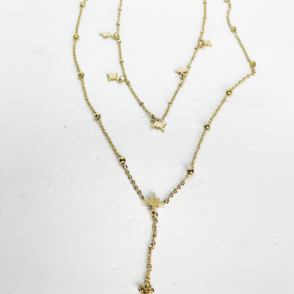 Collier Double Multi Étoiles et Barre