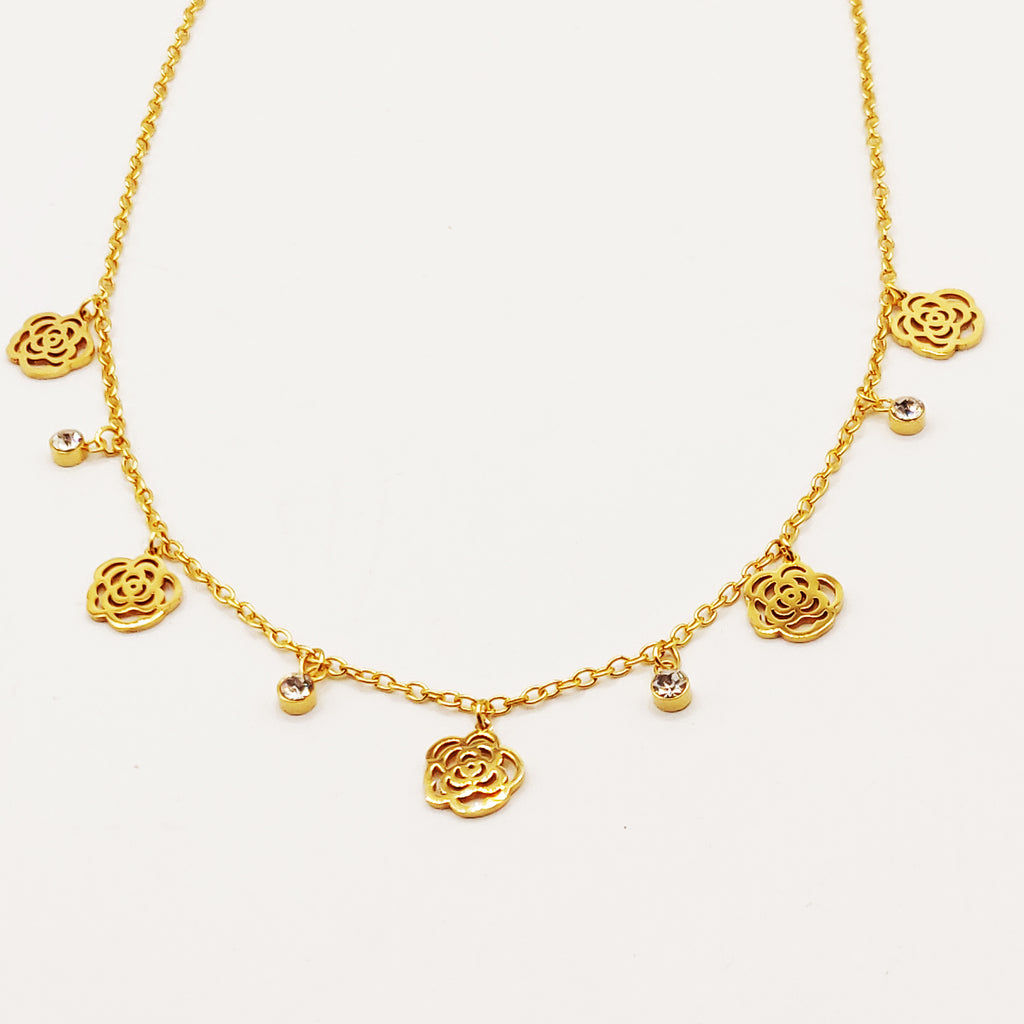 Collier Multi Fleurs Luxe et Cristaux