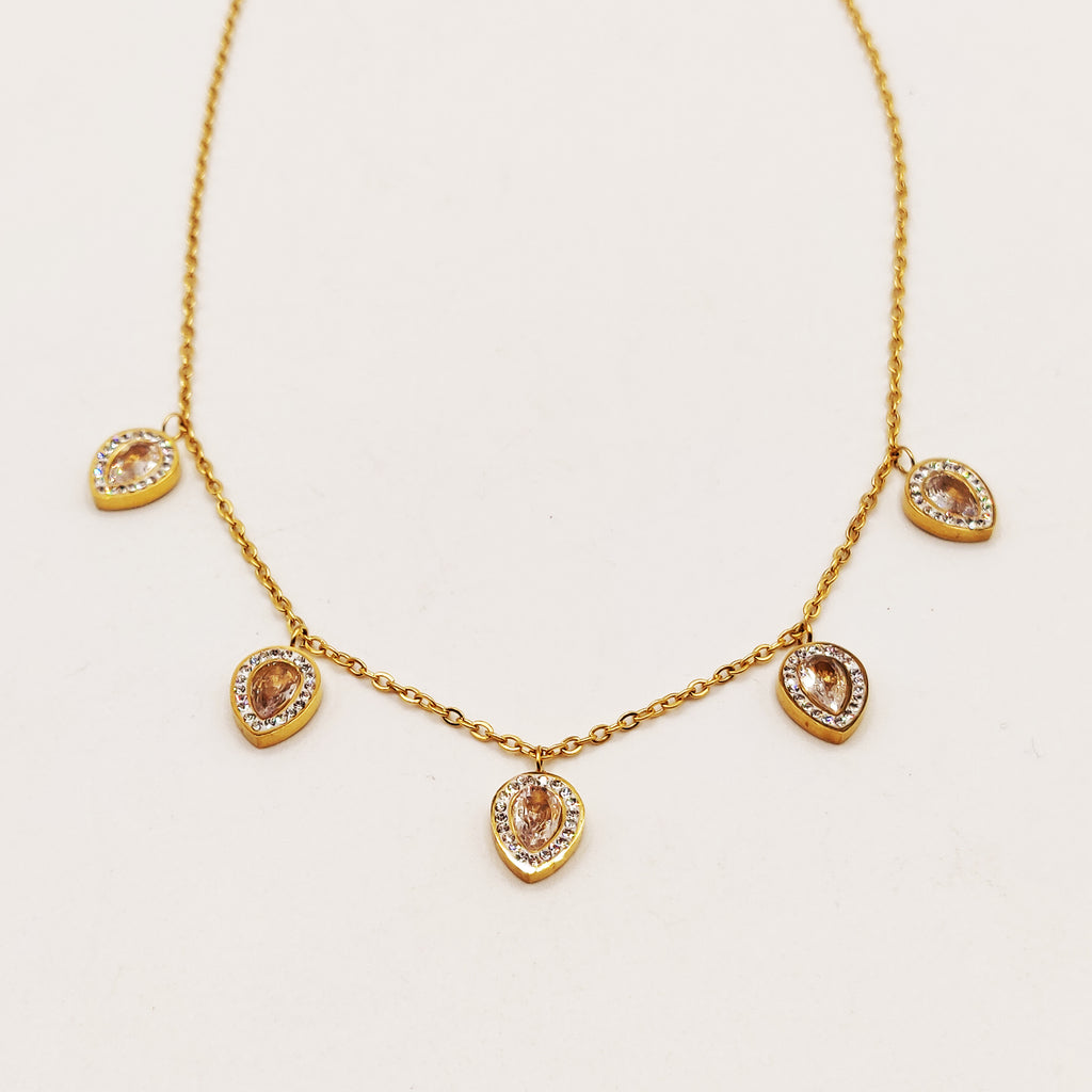Collier Multi Gouttes Cristaux Luxe