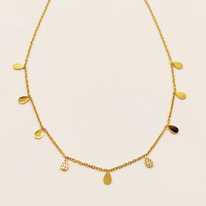 Collier Multi Gouttes Dorées Cristaux