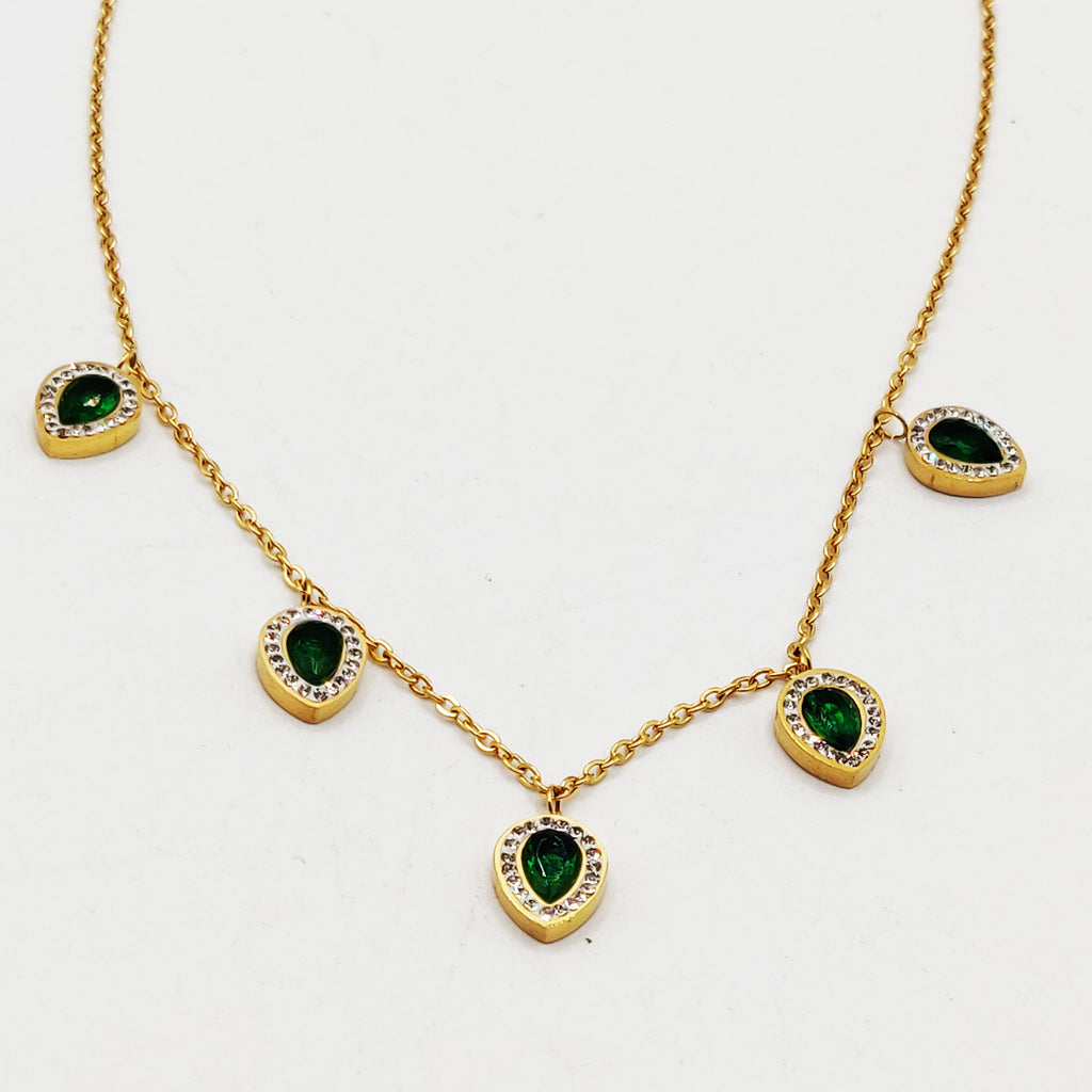 Collier Multi Gouttes Vertes Luxe
