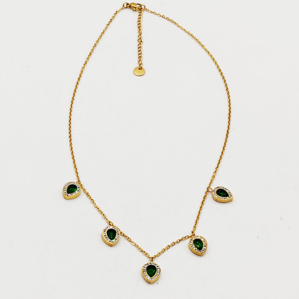 Collier Multi Gouttes Vertes Luxe
