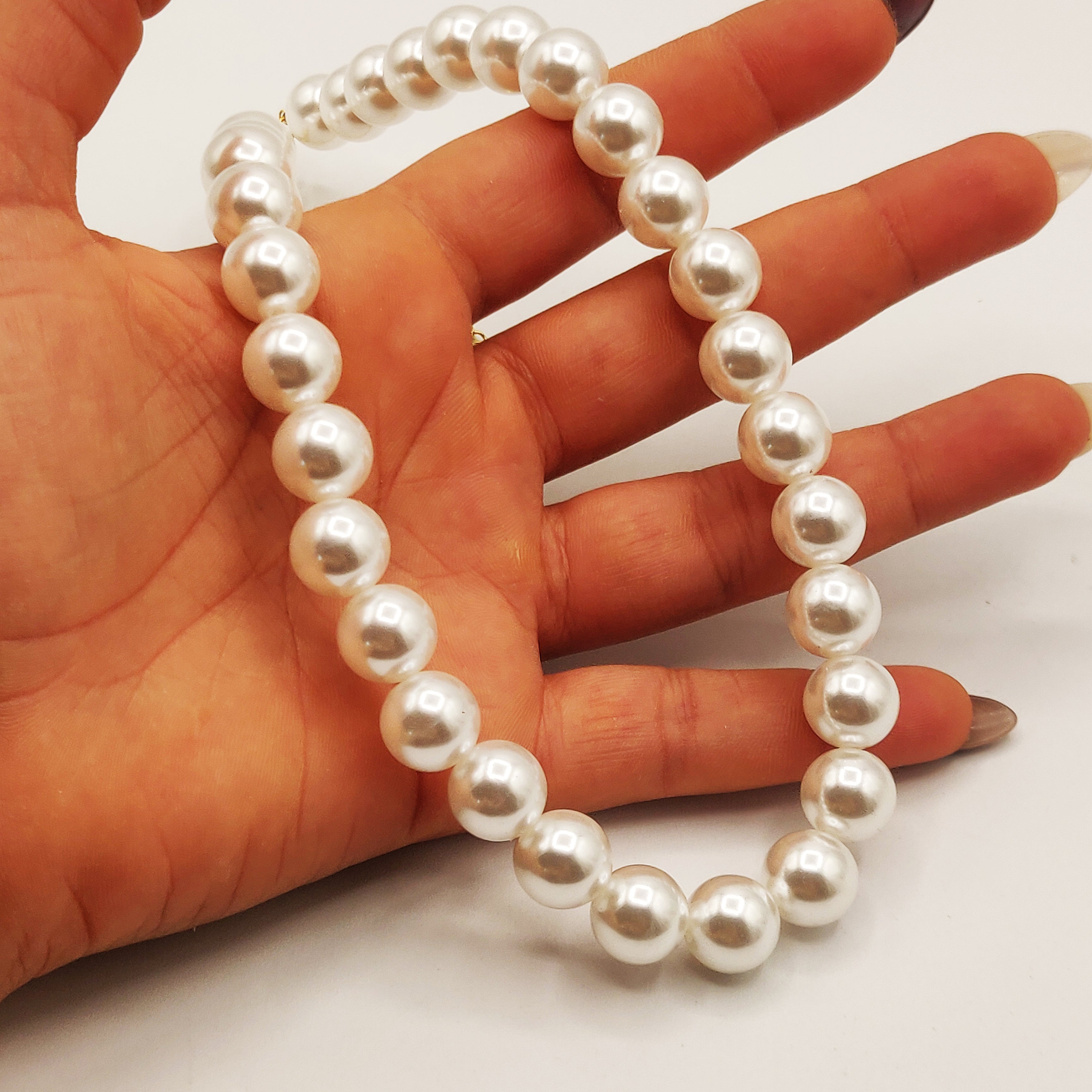 Collier Multi Grosses Perles Blanches