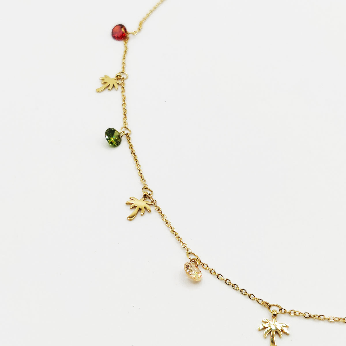 Collier Multi Palmiers et Cristaux Multicolores