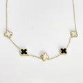 Collier Multi Trèfles Blancs et Noirs