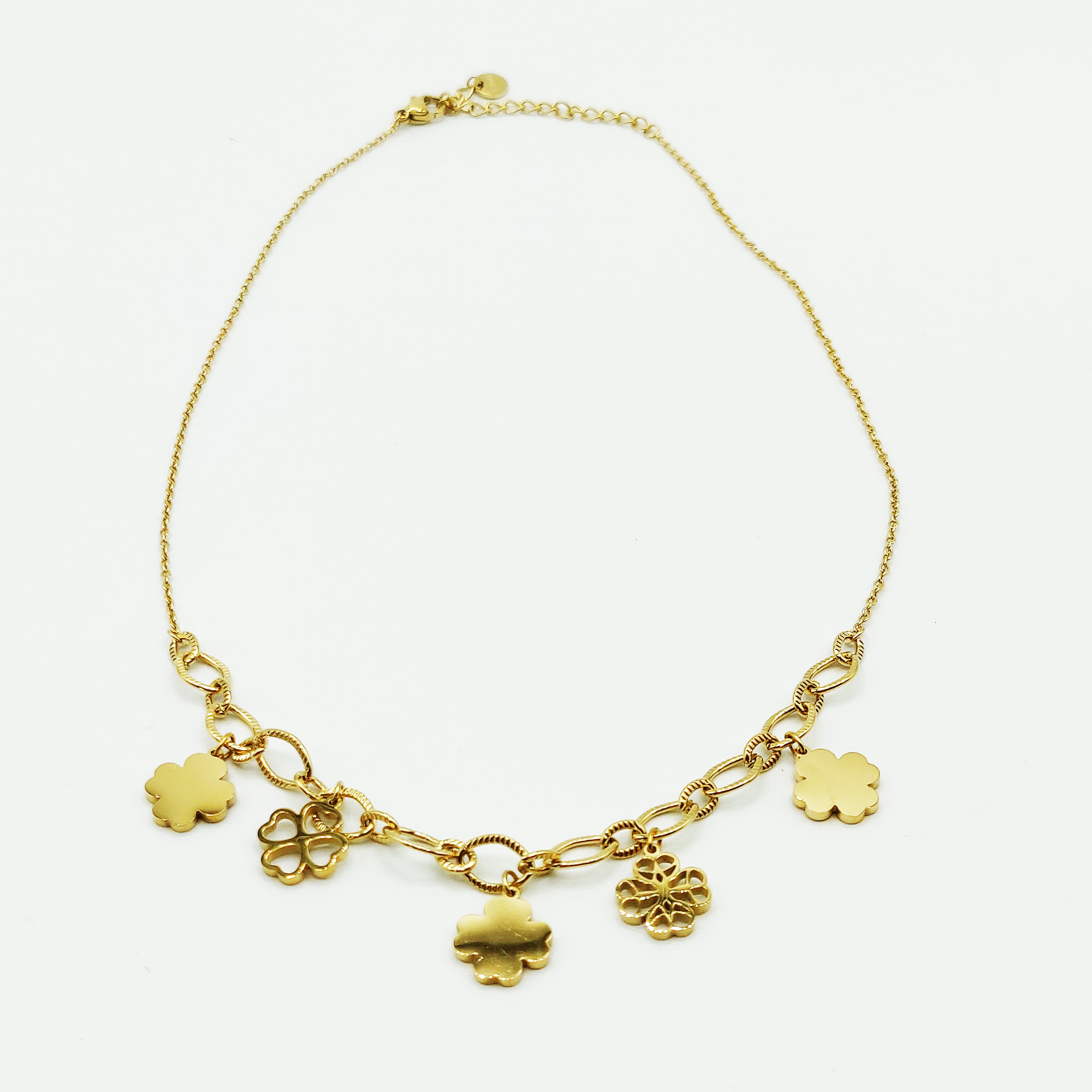 Collier Multi Trèfles Dorés Creux