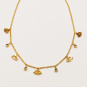 Collier Multi Yeux et Cristaux