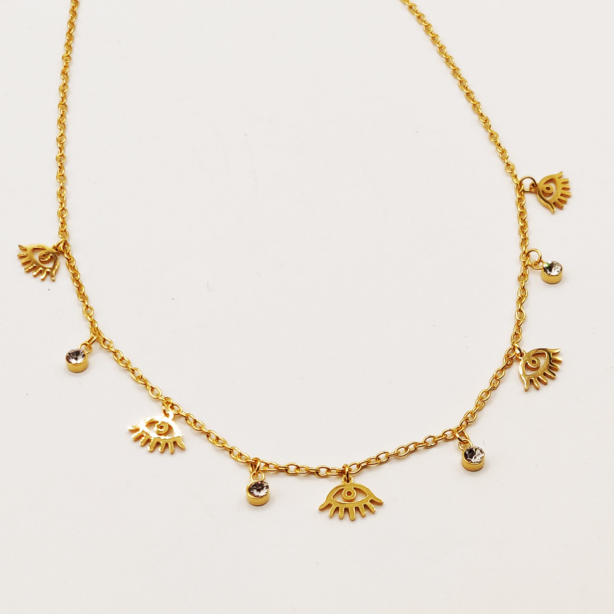Collier Multi Yeux et Cristaux