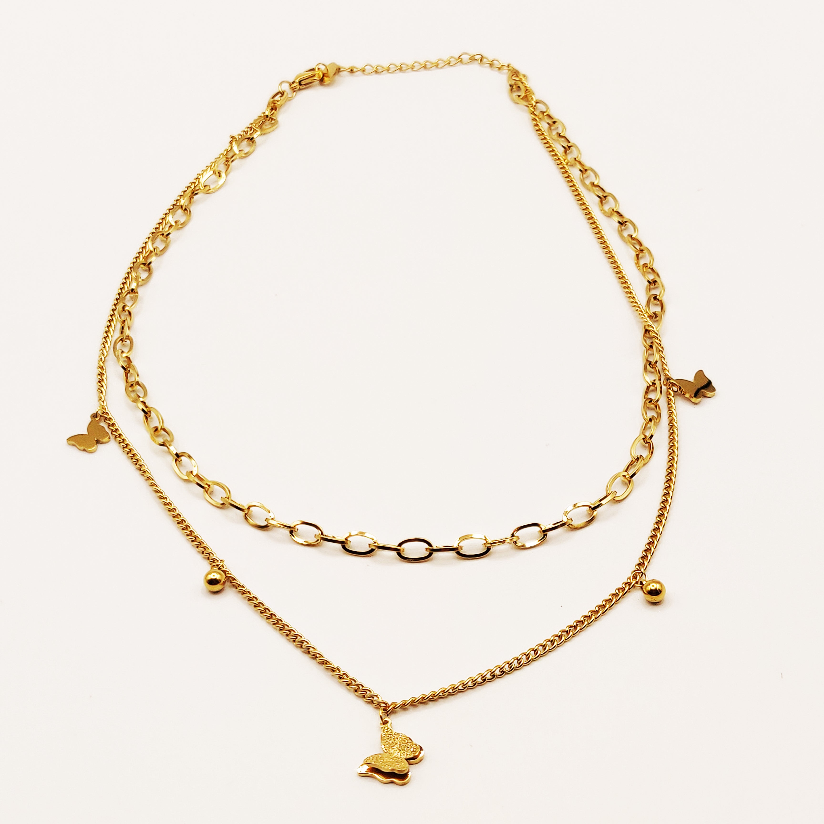 Collier Papillons Chaîne Double