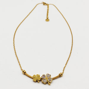 Collier Pendentif Torsade Double Trèfles Cristaux Luxe